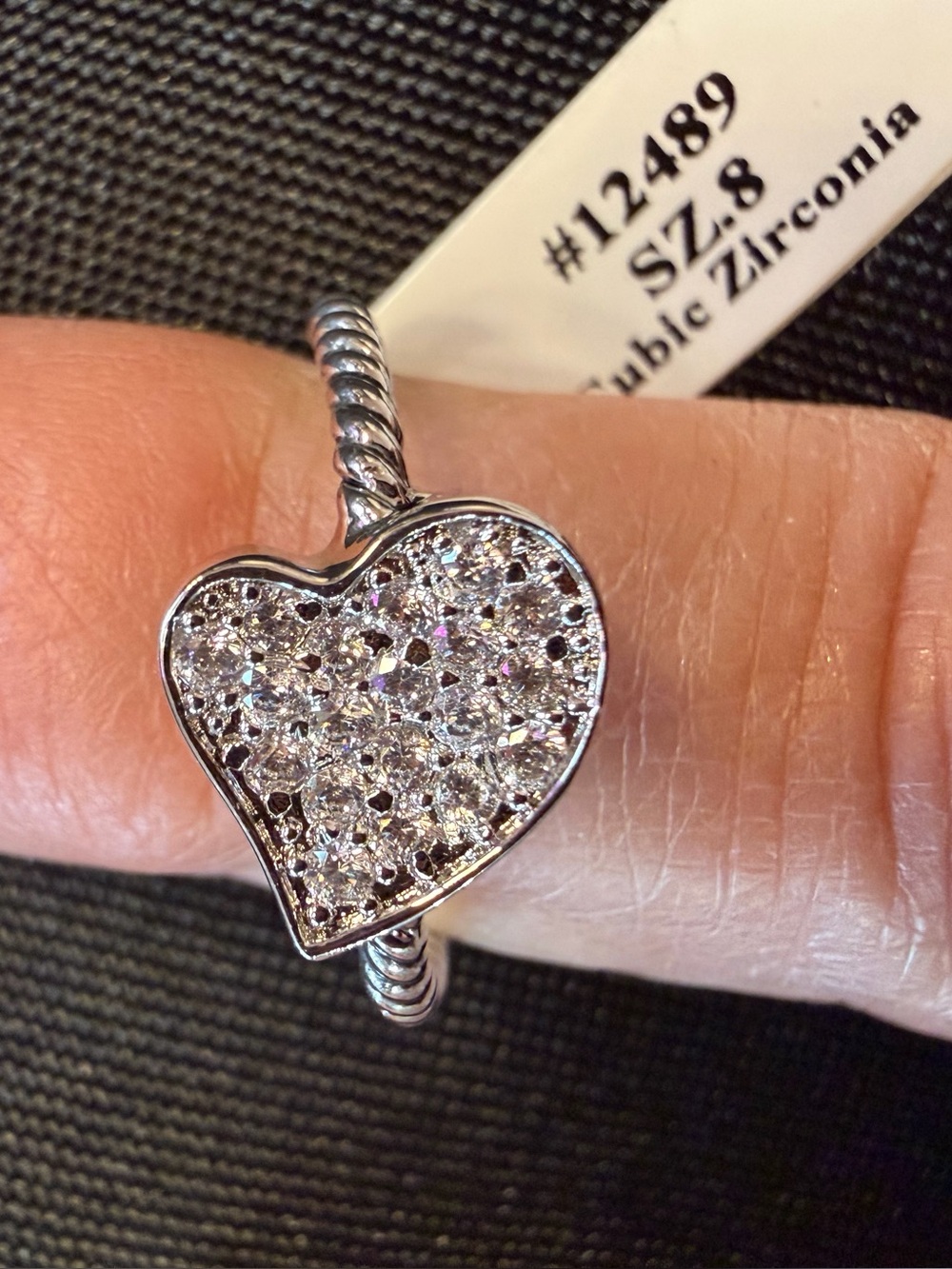 Park Lane CZ Heart Ring Cubic Zirconia Silver Tone Size 7 NWT & Size 8